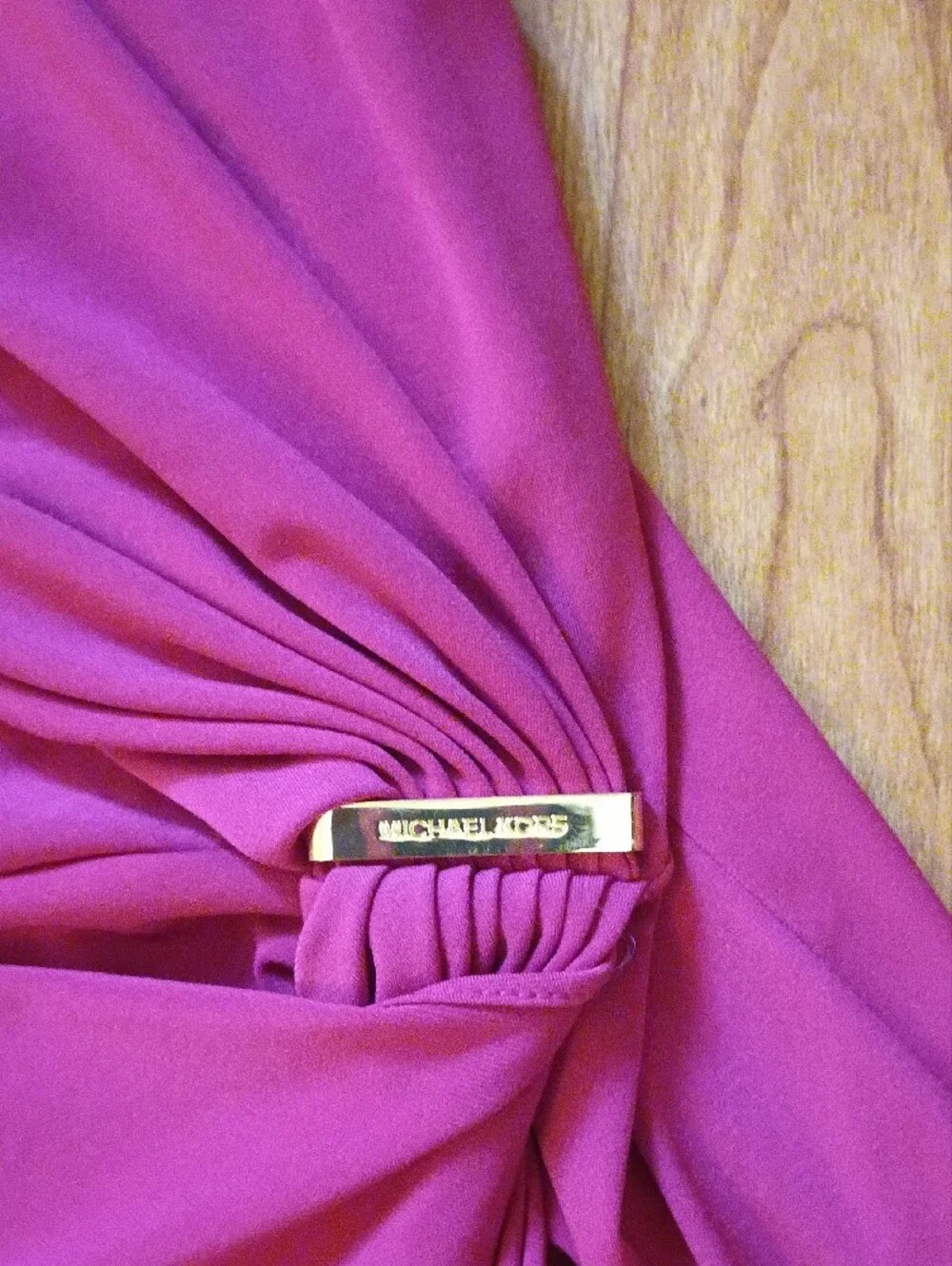 Michael Kors Sleeveless Ruched Sheath Dress in Magenta